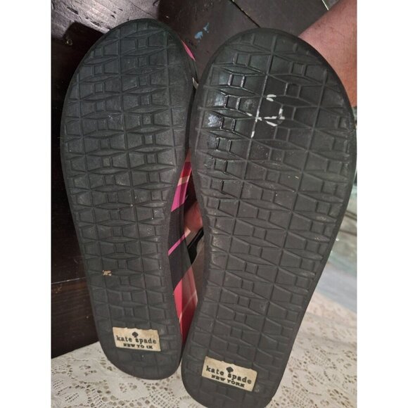 Kate Spade Platform Wedge Thong Sandal-Pink/White/Black-Pre-owned - Picture 5 of 7